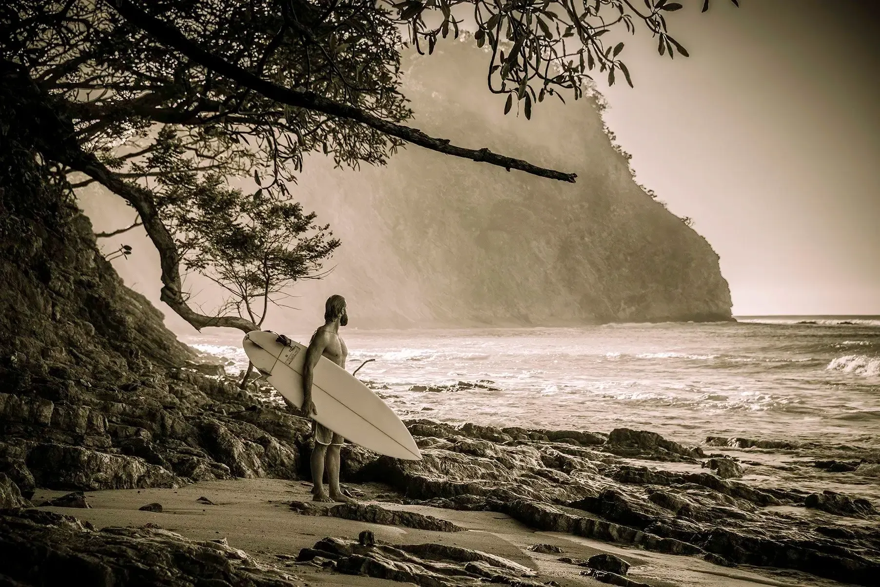 Jake, coordinator at Pavones Surf Camp, at the point break in southern Costa Rica